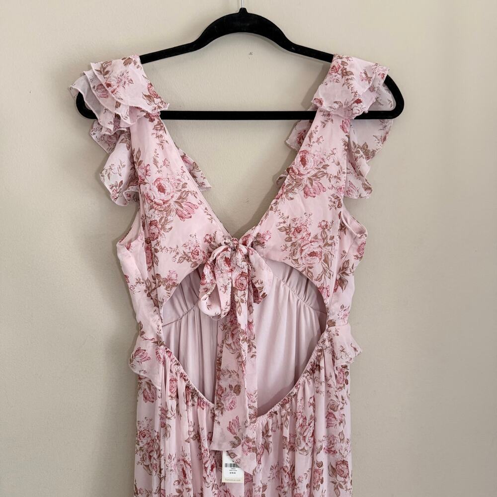 Audrey Parks Francesca's Floral Maxi Dress M Pink Cottage Feminine Romantic NWT - Picture 5 of 9